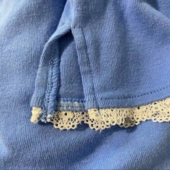 Talbots Shirt Women's Small Short Sleeve Cotton Lace Edging Blue - Picture 9 of 9